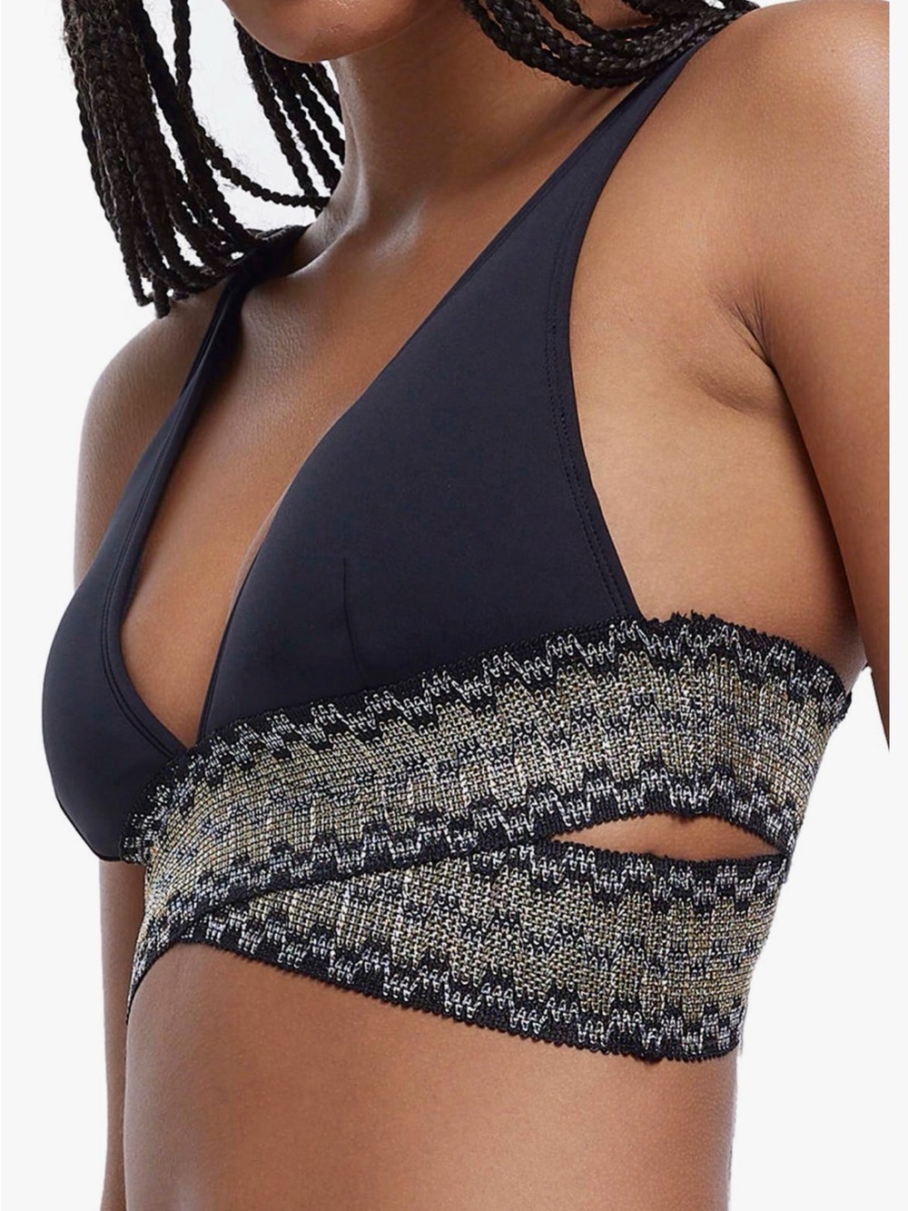 River Island Black Knit-Detail Bikini Top